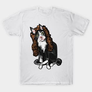 Cat in a curly brown wig T-Shirt